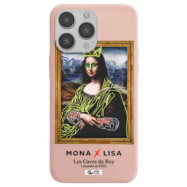 Monalisa Pop Art Apple iPhone 14 pro max Silicone pastel pink Case