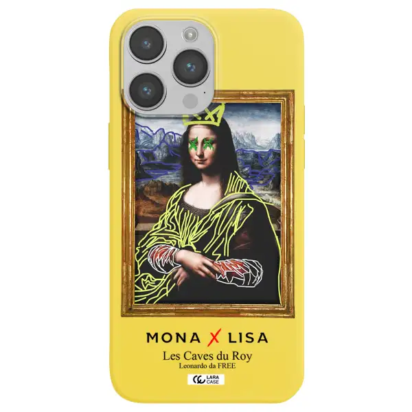 Monalisa Pop Art Apple iPhone 14 pro Silicone canary yellow Case