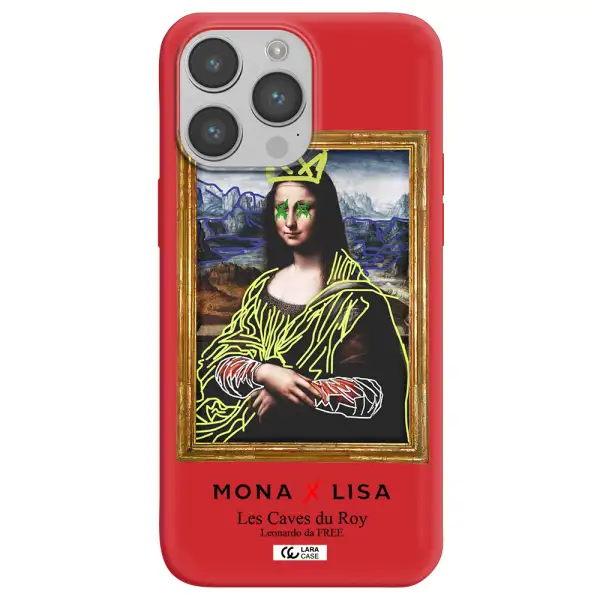 Monalisa Pop Art Apple iPhone 14 pro Silicone Imperial Red Case