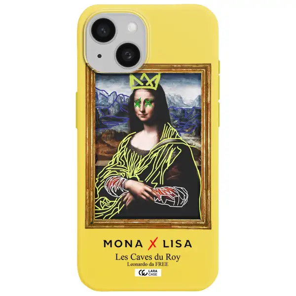 Monalisa Pop Art Apple iPhone 15 Silicone canary yellow Case