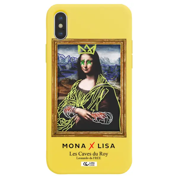 Monalisa Pop Art Apple iPhone XS Silicone canary yellow Case