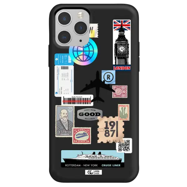 Stamp Stickers Apple iPhone 11 pro max Silicone black Case