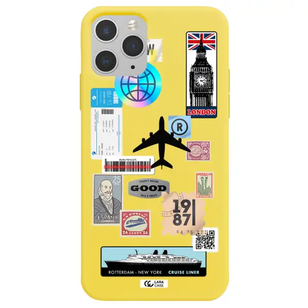 Stamp Stickers Apple iPhone 11 pro Silicone canary yellow Case