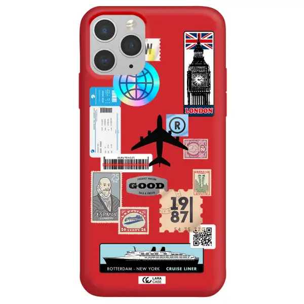 Stamp Stickers Apple iPhone 11 pro Silicone Imperial Red Case