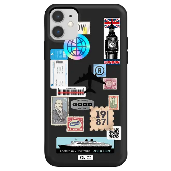 Stamp Stickers Apple iPhone 11 Silicone black Case