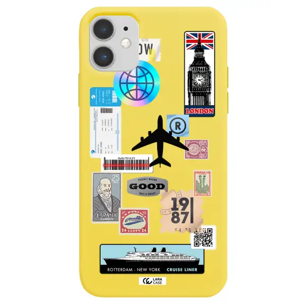Stamp Stickers Apple iPhone 11 Silicone canary yellow Case