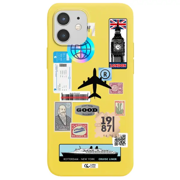 Stamp Stickers Apple iPhone 12 mini Silicone canary yellow Case