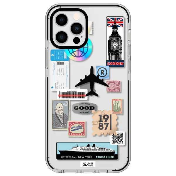 Stamp Stickers Apple iPhone 12 pro impact black border Case