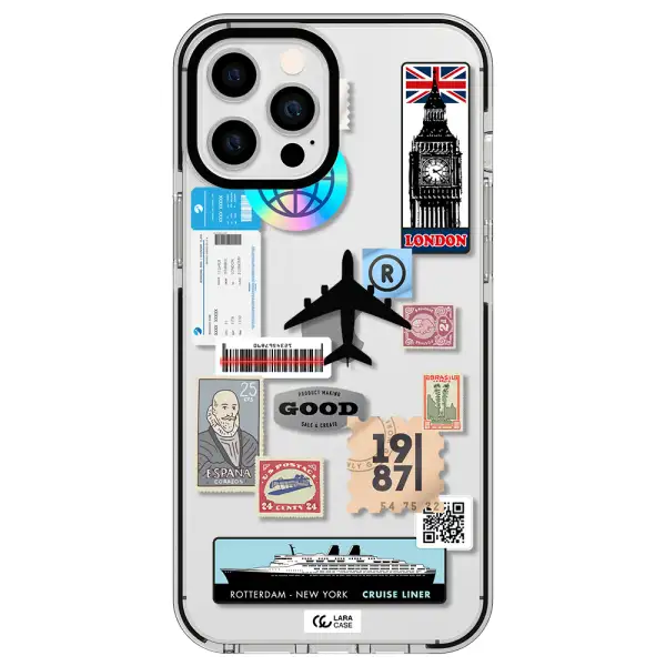 Stamp Stickers Apple iPhone 12 pro max impact black border Case
