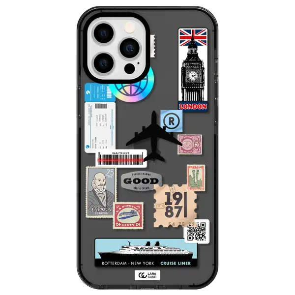 Stamp Stickers Apple iPhone 12 pro max impact Smoke Black Case