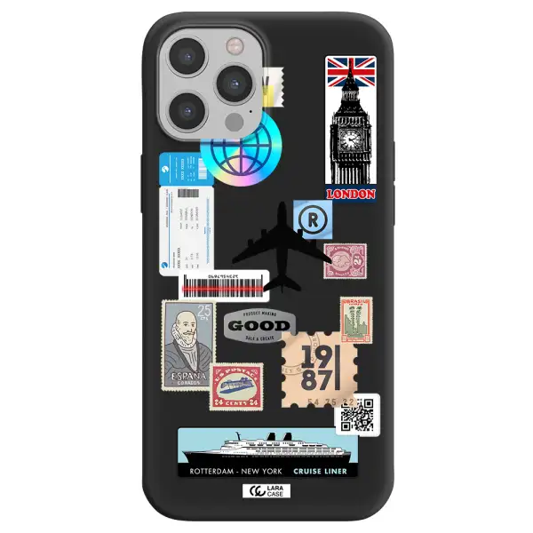 Stamp Stickers Apple iPhone 12 pro max Silicone black Case