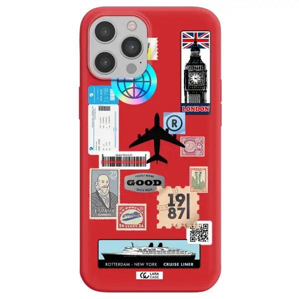 Stamp Stickers Apple iPhone 12 pro Silicone Imperial Red Case