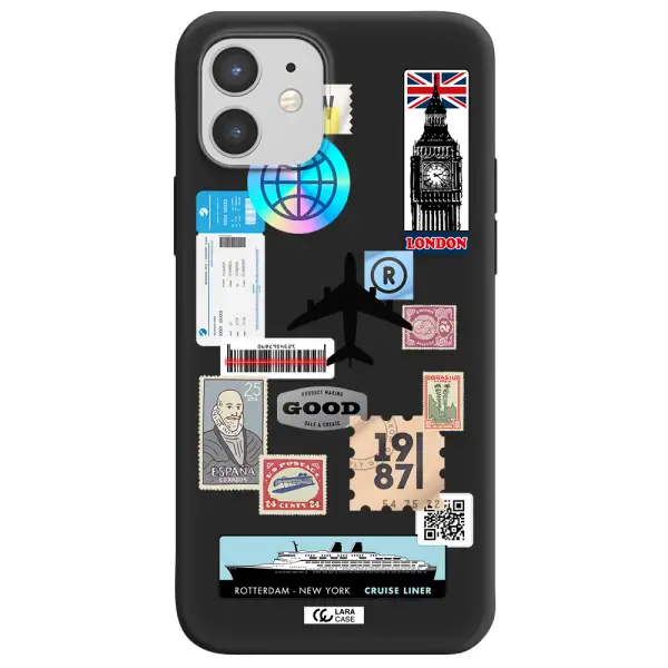 Stamp Stickers Apple iPhone 12 Silicone black Case