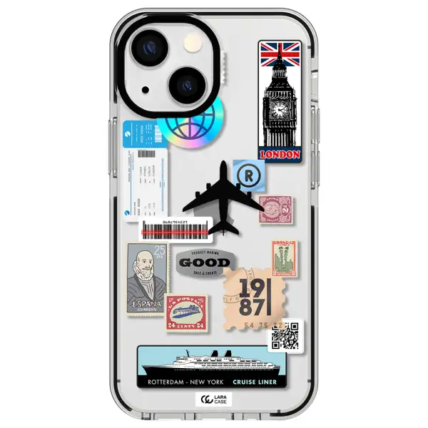 Stamp Stickers Apple iPhone 13 mini impact black border Case