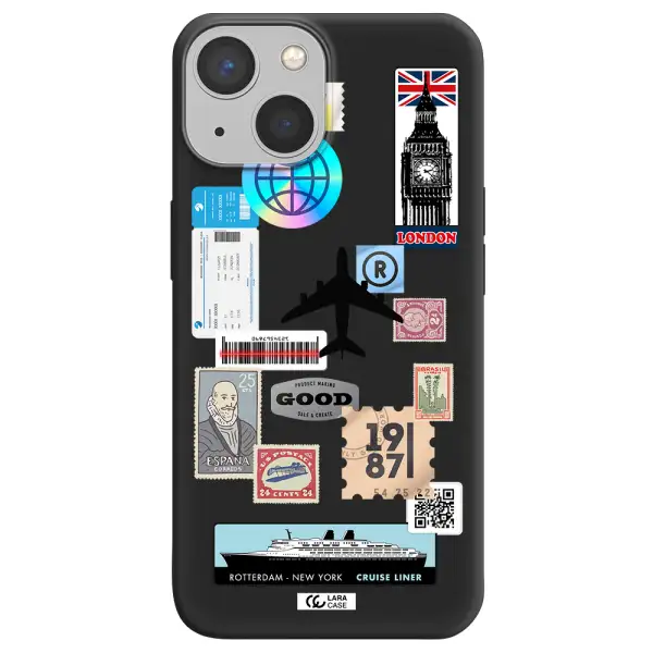 Stamp Stickers Apple iPhone 13 mini Silicone black Case