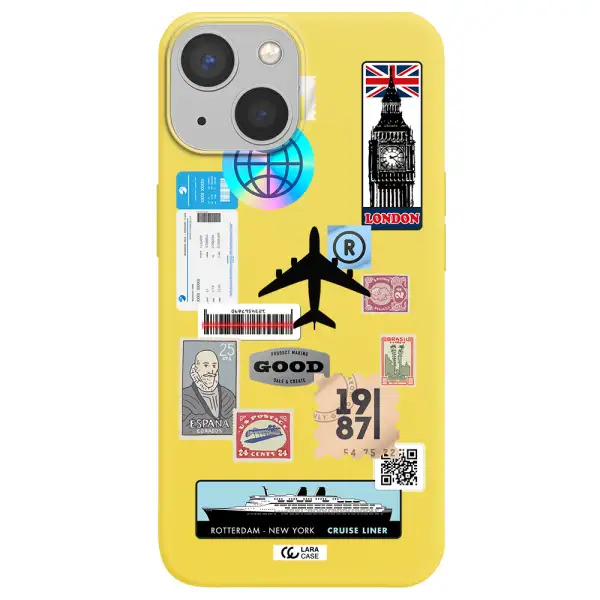 Stamp Stickers Apple iPhone 13 mini Silicone canary yellow Case