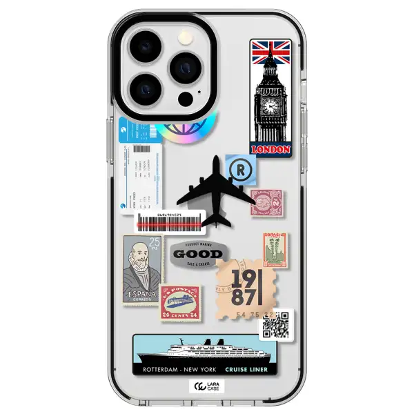 Stamp Stickers Apple iPhone 13 Pro Max impact black border Case