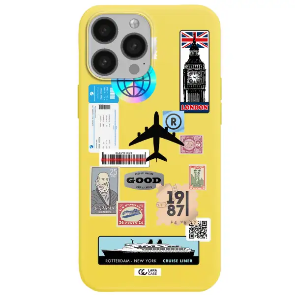 Stamp Stickers Apple iPhone 13 Pro Max Silicone canary yellow Case