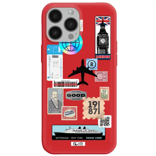 Stamp Stickers Apple iPhone 13 Pro Max Silicone Imperial Red Case