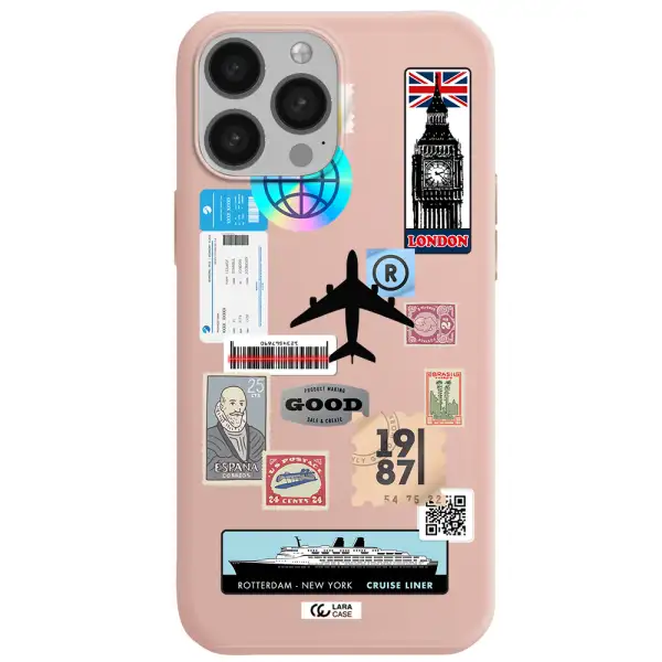 Stamp Stickers Apple iPhone 13 Pro Silicone pastel pink Case