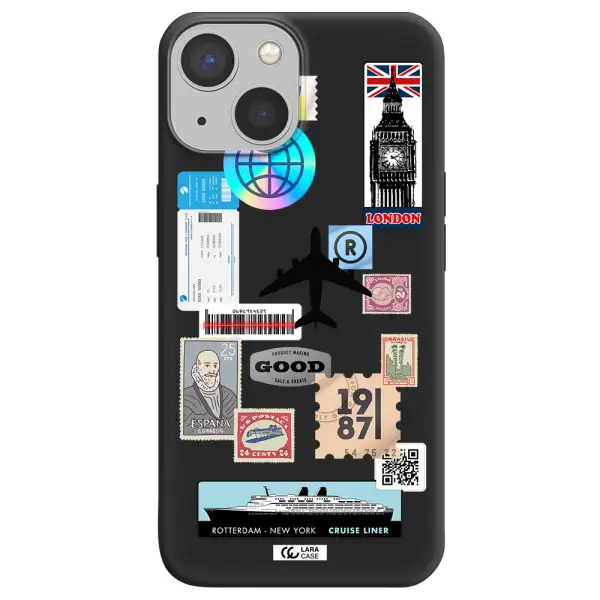 Stamp Stickers Apple iPhone 13 Silicone black Case