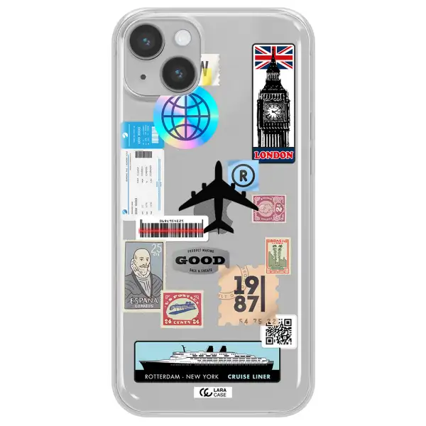 Stamp Stickers Apple iPhone 14 plus Clear TPU Case