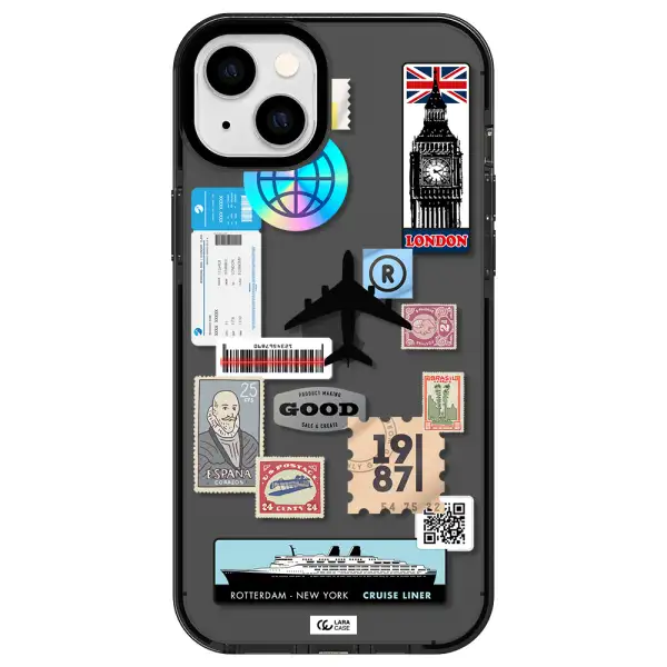Stamp Stickers Apple iPhone 14 plus impact Smoke Black Case