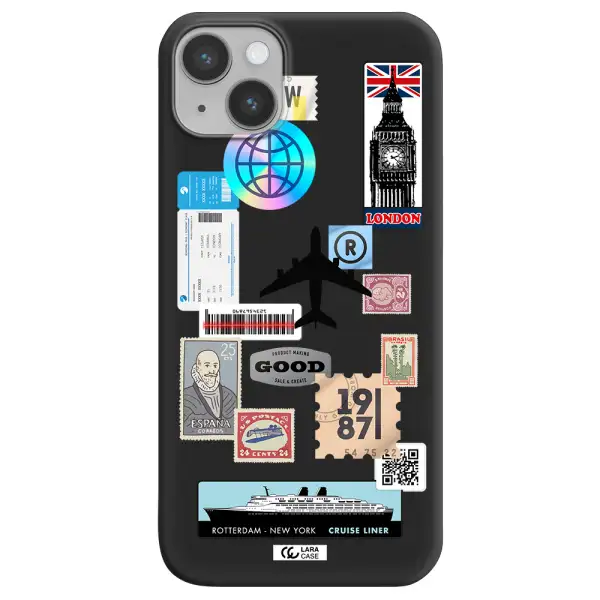 Stamp Stickers Apple iPhone 14 plus Silicone black Case