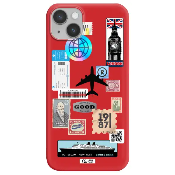 Stamp Stickers Apple iPhone 14 plus Silicone Imperial Red Case