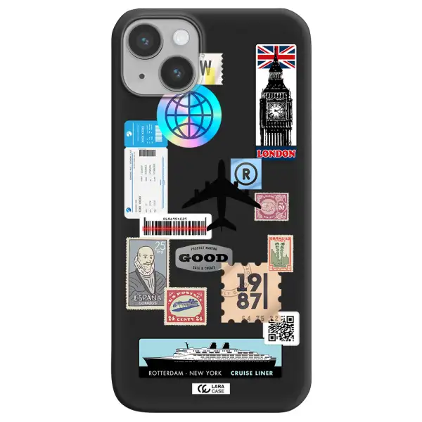 Stamp Stickers Apple iPhone 14 Silicone black Case