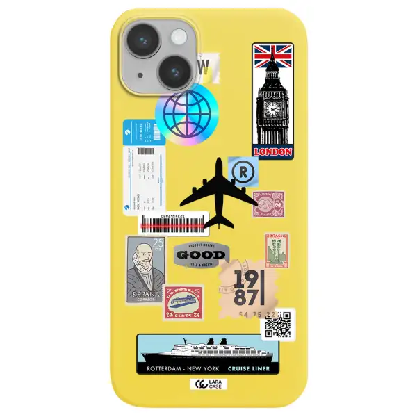 Stamp Stickers Apple iPhone 14 Silicone canary yellow Case