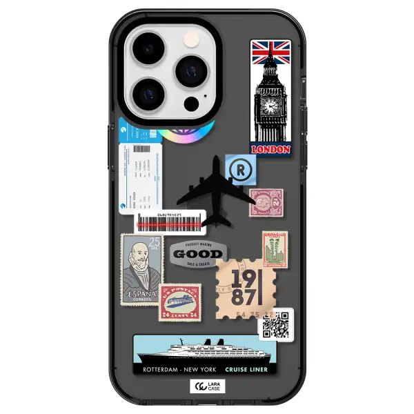 Stamp Stickers Apple iPhone 15 Pro impact Smoke Black Case