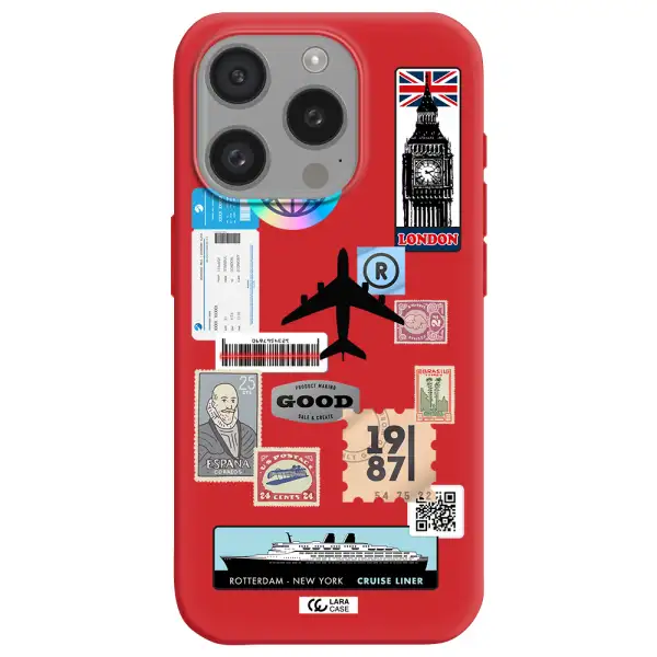 Stamp Stickers Apple Iphone 15 Pro Silicone Imperial Red Case