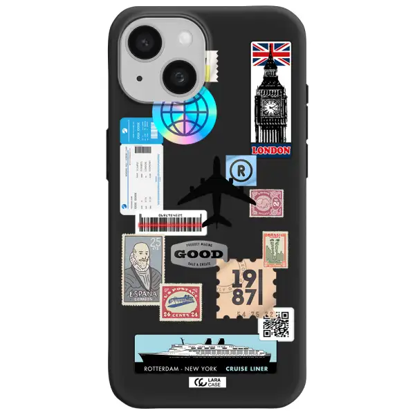 Stamp Stickers Apple iPhone 15 Silicone black Case