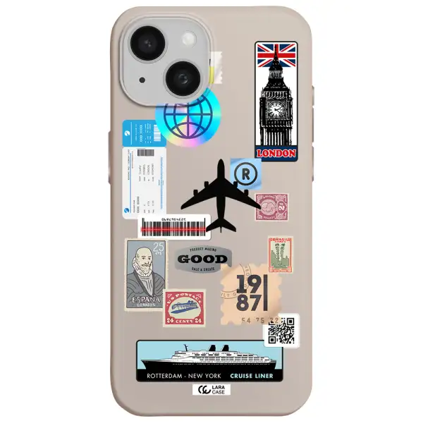 Stamp Stickers Apple iPhone 15 Silicone Stone Case