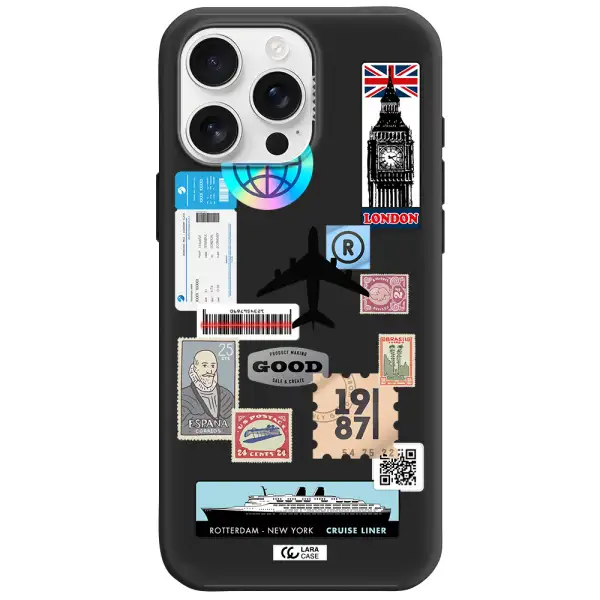 Stamp Stickers Apple Iphone 16 Pro Max Silicone Black Case