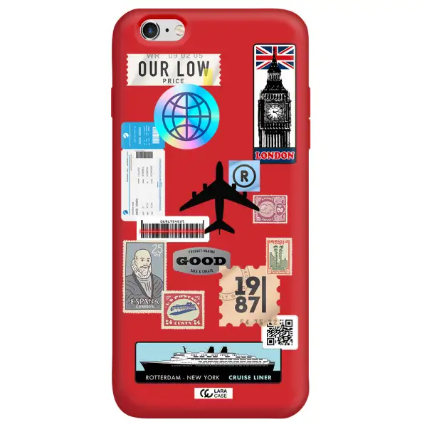 Stamp Stickers Apple iPhone 6 plus Silicone Imperial Red Case