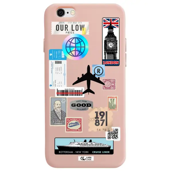 Stamp Stickers Apple iPhone 6 Silicone pastel pink Case