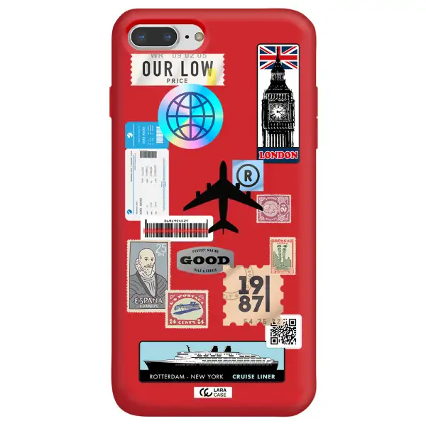 Stamp Stickers Apple iPhone 8 plus Silicone Imperial Red Case