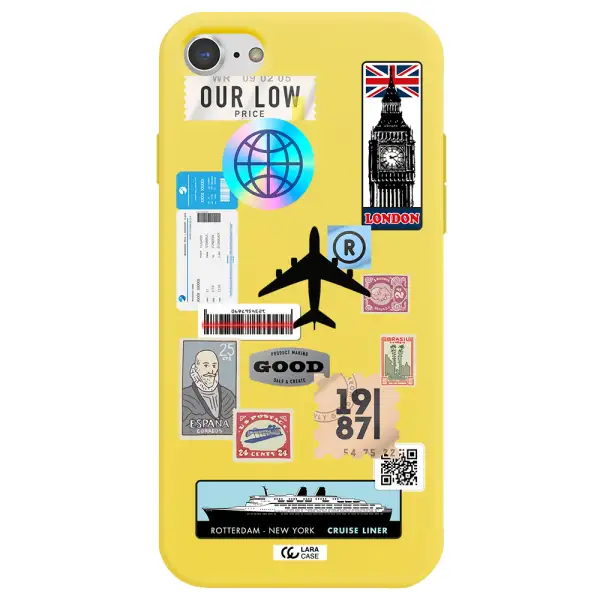 Stamp Stickers Apple iPhone 8 Silicone canary yellow Case