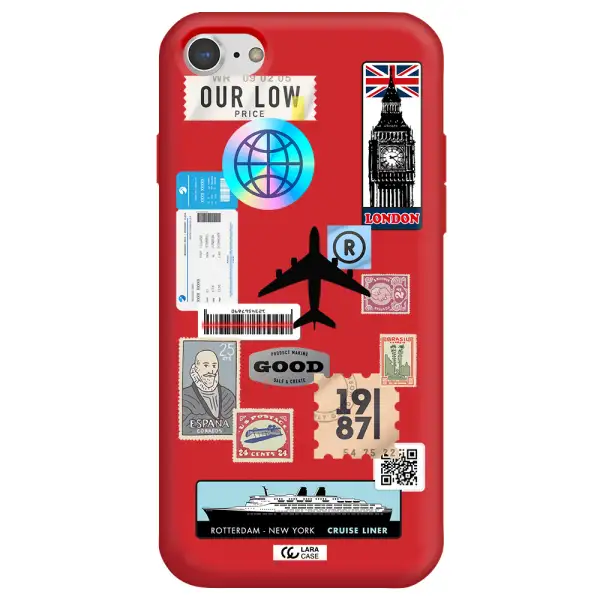 Stamp Stickers Apple iPhone 8 Silicone Imperial Red Case