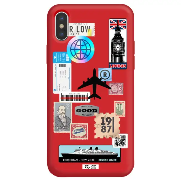 Stamp Stickers Apple iPhone X Silicone Imperial Red Case