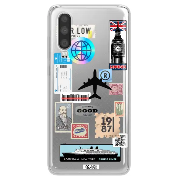 Stamp Stickers Huawei P30 Clear TPU Case