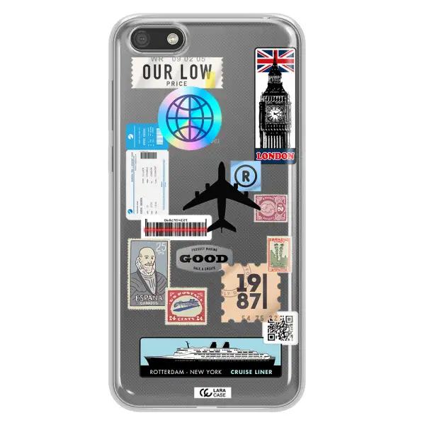 Stamp Stickers Huawei Y5 2018 Clear TPU Case