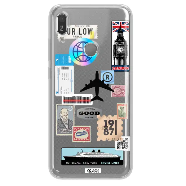 Stamp Stickers Huawei Y6 2019 Clear TPU Case