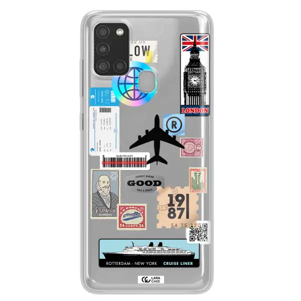 Stamp Stickers Samsung A21S Clear TPU Case