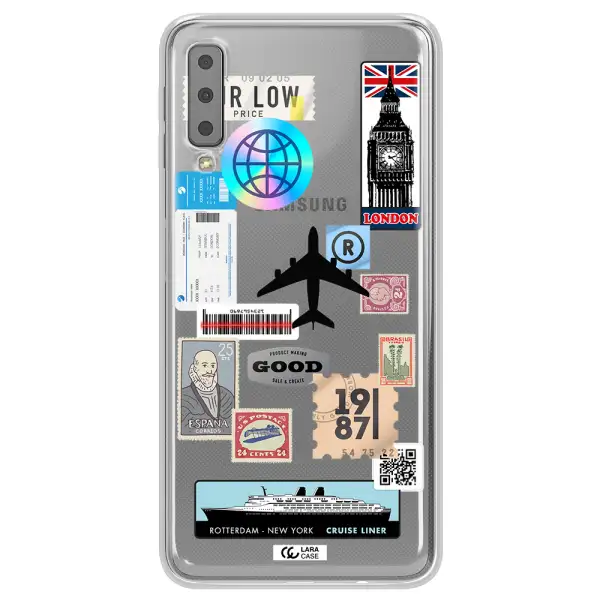 Stamp Stickers Samsung A7 2018 Clear TPU Case