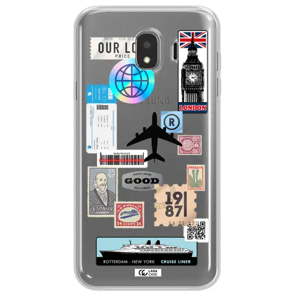 Stamp Stickers Samsung J4 Clear TPU Case
