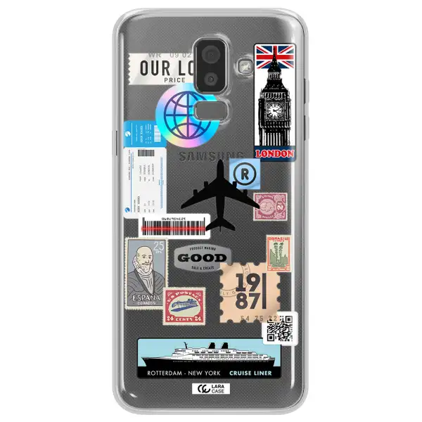Stamp Stickers Samsung J8 Clear TPU Case