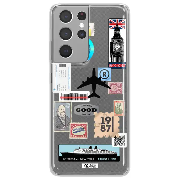 Stamp Stickers Samsung S21 Ultra Clear TPU Case